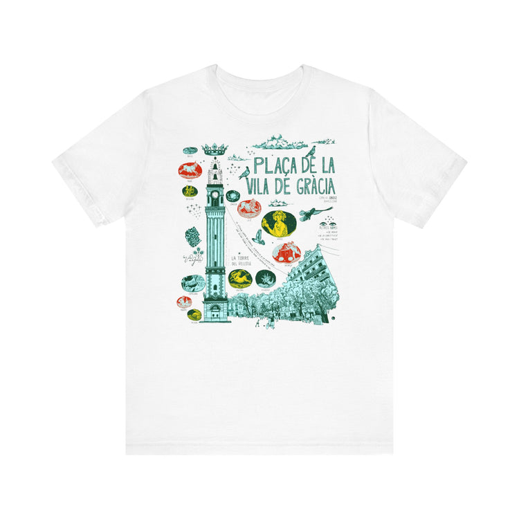Playera de algodón de la plaza de La Vila de Gràcia. SERIE: La Vila de Gràcia.