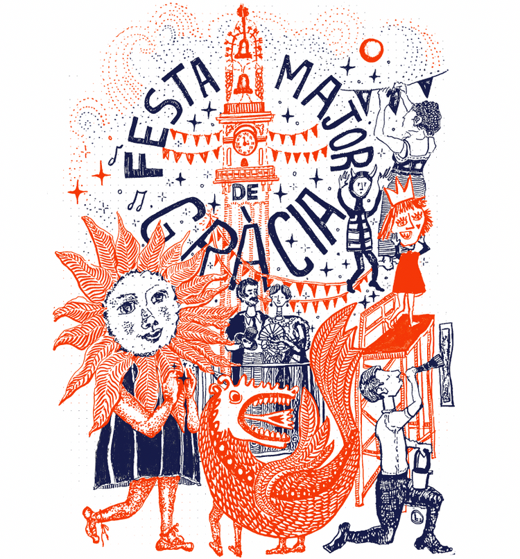 Playera de algodón la Festa de Gràcia. SERIE: La Vila de Gràcia.