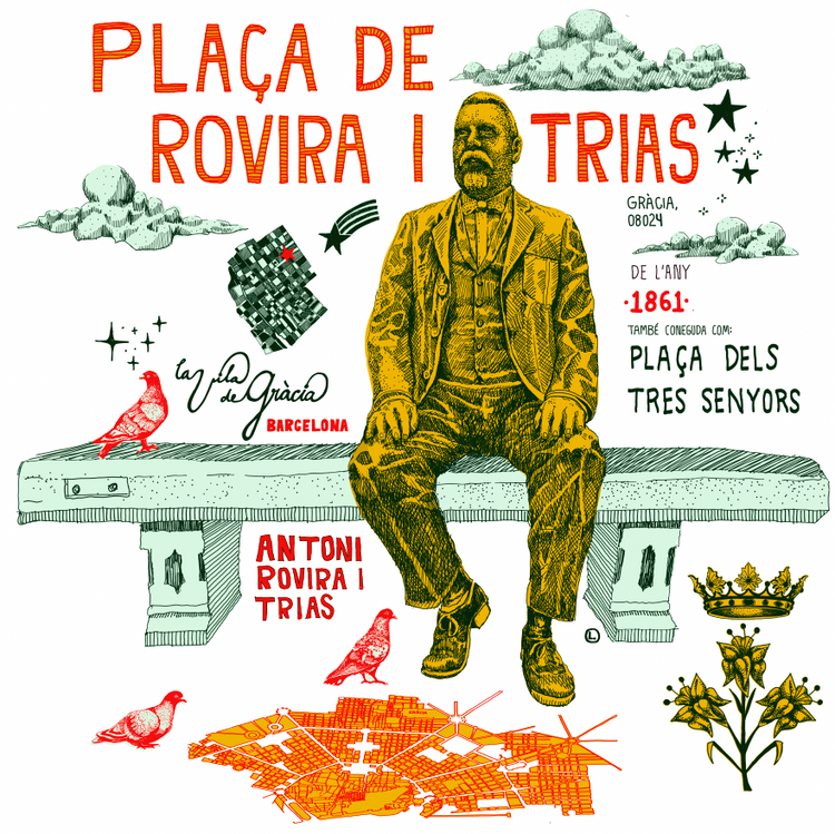 Playera de algodón de la Plaza de Rovia i Trias. SERIE: La Vila de Gràcia.