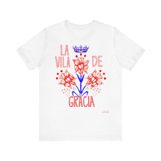 Playera de algodón con las flores del escudo de la Vila de Gràcia , SERIE: La Vila de Gràcia.