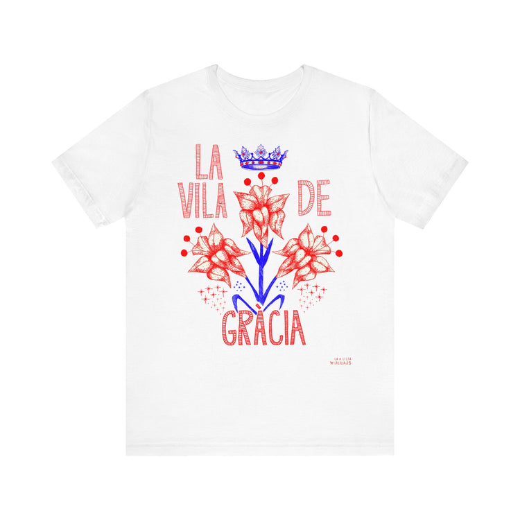 Playera de algodón con las flores del escudo de la Vila de Gràcia , SERIE: La Vila de Gràcia.