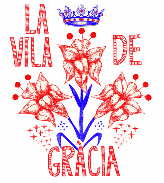 Playera de algodón con las flores del escudo de la Vila de Gràcia , SERIE: La Vila de Gràcia.